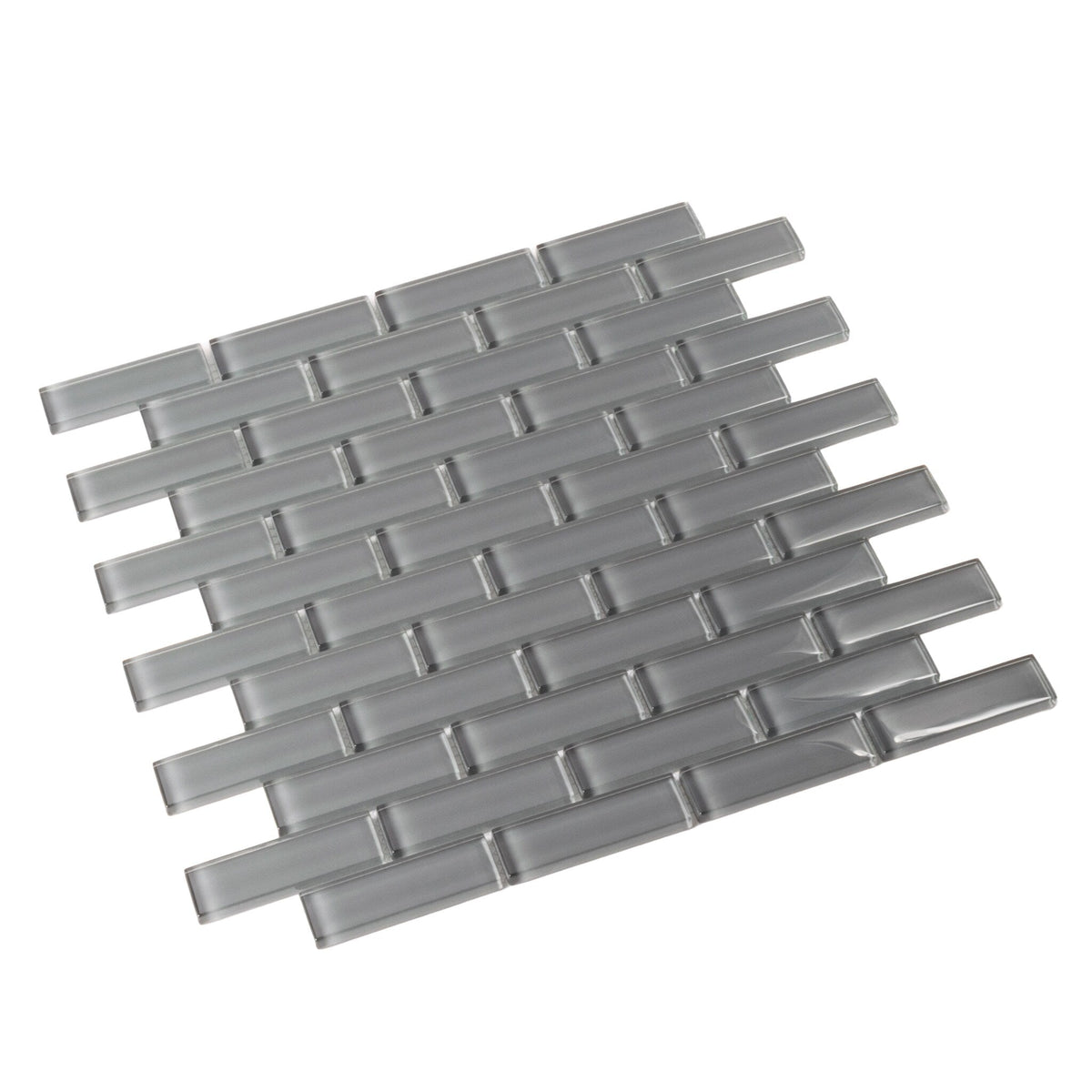 Apollo Tile (Sample) Colorway Gray 4-in x 4-in Glossy Glass Brick Subway Floor and Wall Tile