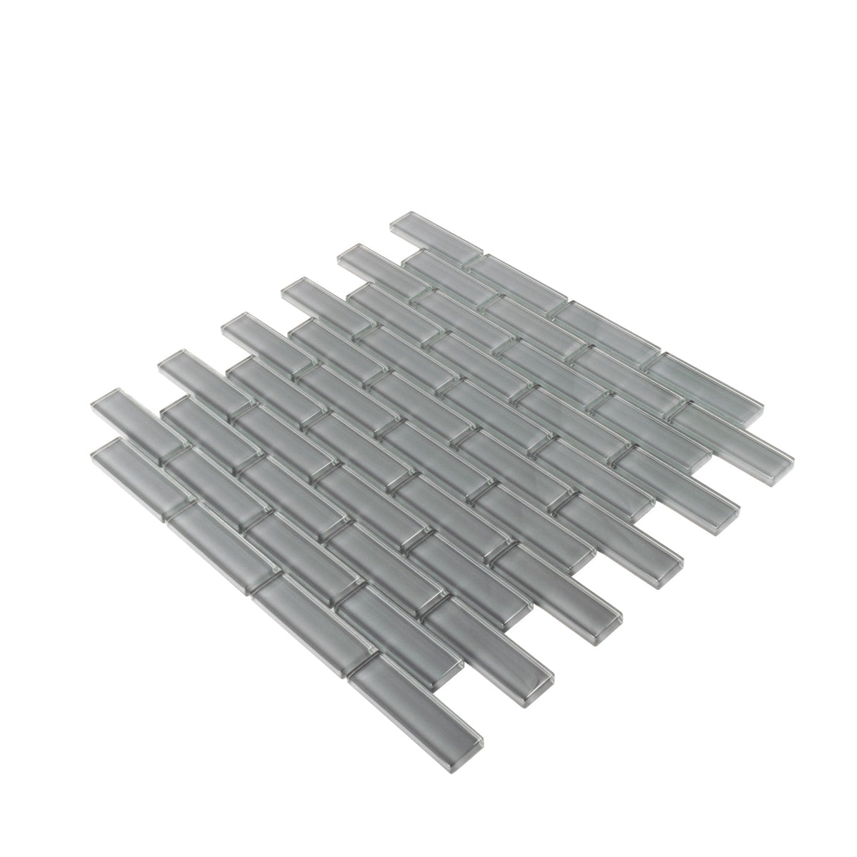 Apollo Tile (Sample) Colorway Gray 4-in x 4-in Glossy Glass Brick Subway Floor and Wall Tile