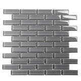 Apollo Tile (Sample) Colorway Gray 4-in x 4-in Glossy Glass Brick Subway Floor and Wall Tile