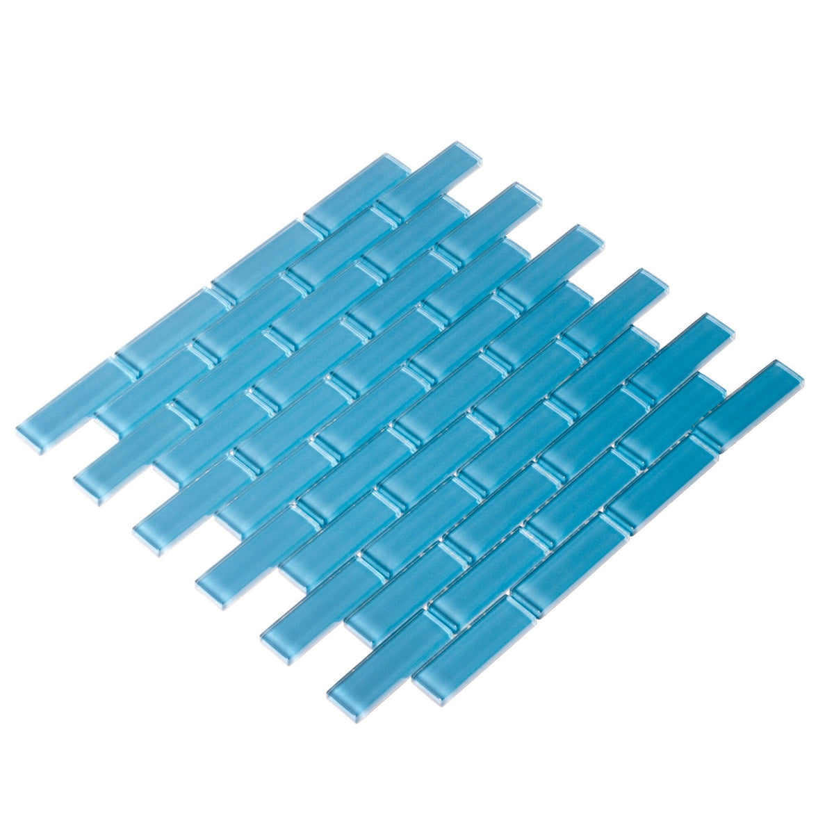 Apollo Tile (Sample) Colorway Sea Blue 4-in x 4-in Glossy Glass Brick Subway Floor and Wall Tile