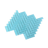 Apollo Tile (Sample) Colorway Tiffany Blue 4-in x 4-in Glossy Glass Herringbone Mosaic Floor and Wall Tile