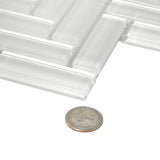 Apollo Tile (Sample) Colorway White 4-in x 4-in Glossy Glass Herringbone Mosaic Floor and Wall Tile
