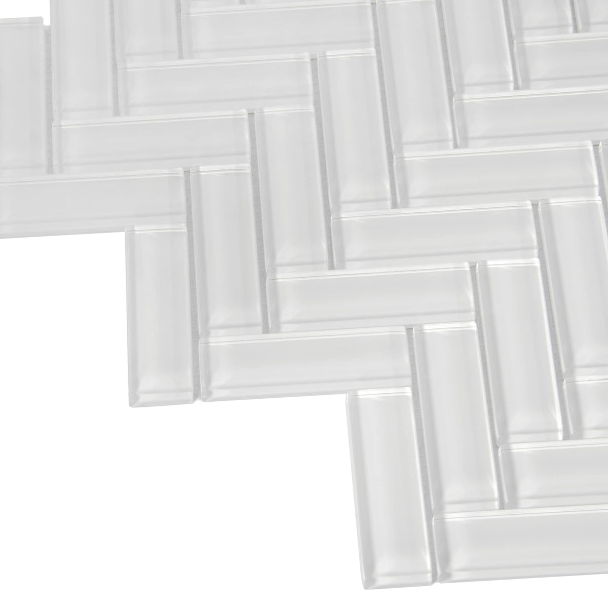 Apollo Tile Colorway White 11-in x 13-in Glossy Glass Herringbone Floor and Wall Tile (4.81-sq. ft/ Carton)