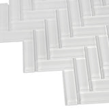 Apollo Tile (Sample) Colorway White 4-in x 4-in Glossy Glass Herringbone Mosaic Floor and Wall Tile