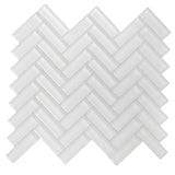 Apollo Tile Colorway White 11-in x 13-in Glossy Glass Herringbone Floor and Wall Tile (4.81-sq. ft/ Carton)