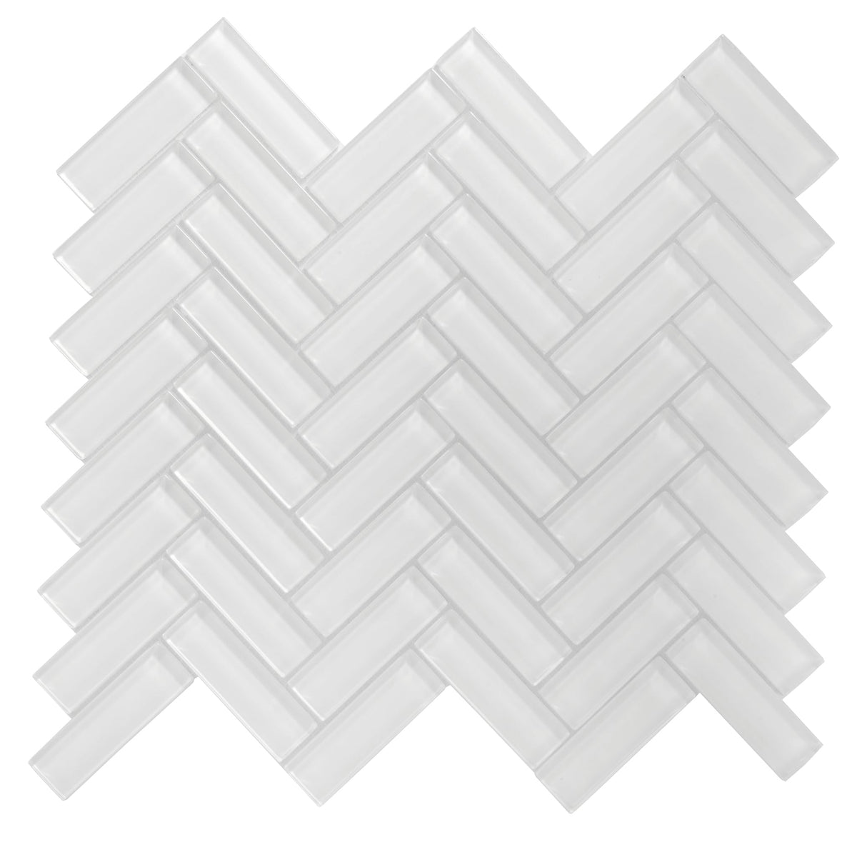 Apollo Tile (Sample) Colorway White 4-in x 4-in Glossy Glass Herringbone Mosaic Floor and Wall Tile