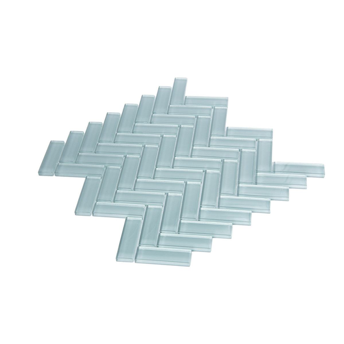 Apollo Tile (Sample) Colorway Slate Gray 4-in x 4-in Glossy Glass Herringbone Floor and Wall Tile