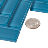 Apollo Tile (Sample) Colorway Sea Blue 4-in x 4-in Glossy Glass Herringbone Floor and Wall Tile