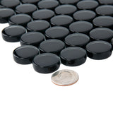 Apollo Tile Colorway Black 12-in x 12-in Glossy Glass Penny Round Floor and Wall Tile (5-sq. ft/ Carton)