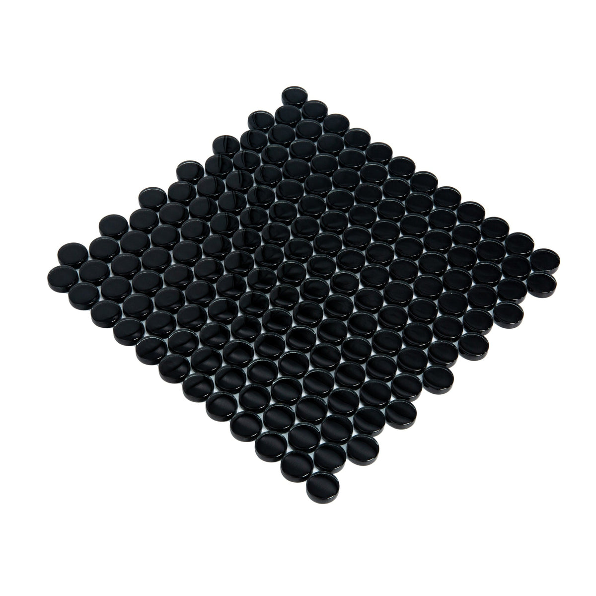 Apollo Tile (Sample) Colorway Black 4-in x 4-in Glossy Glass Penny Round Mosaic Floor and Wall Tile
