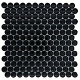 Apollo Tile Colorway Black 12-in x 12-in Glossy Glass Penny Round Floor and Wall Tile (5-sq. ft/ Carton)
