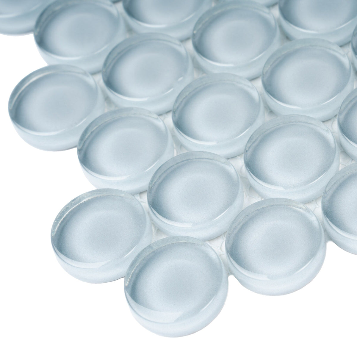 Apollo Tile (Sample) Colorway Light Gray 4-in x 4-in Glossy Glass Penny Round Mosaic Floor and Wall Tile