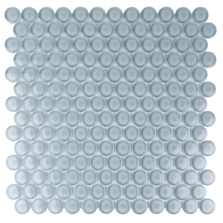 Apollo Tile (Sample) Colorway Light Gray 4-in x 4-in Glossy Glass Penny Round Mosaic Floor and Wall Tile