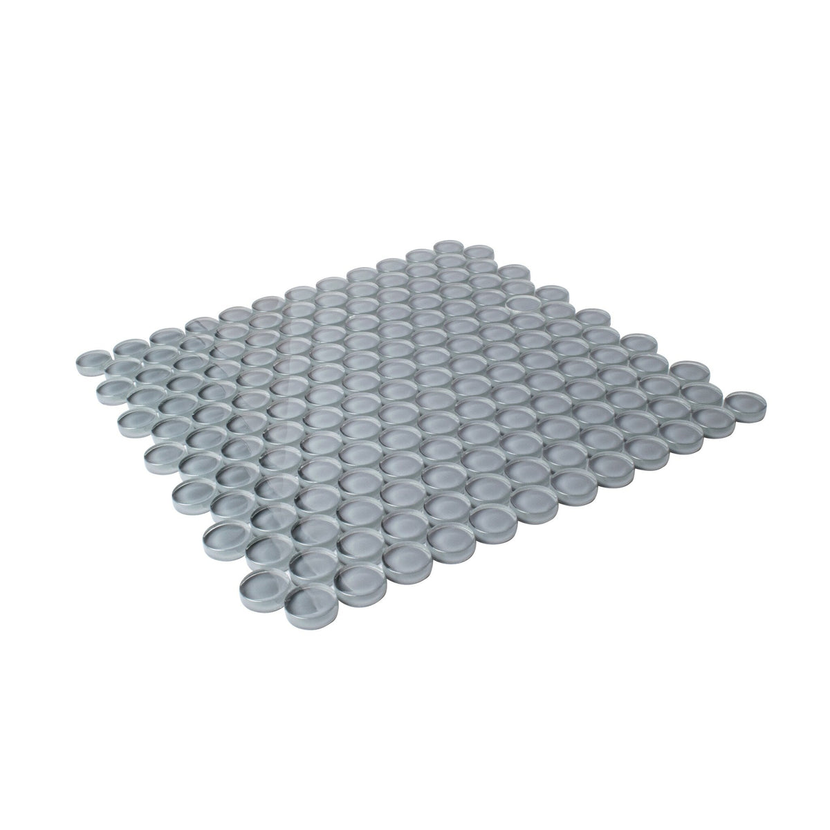 Apollo Tile (Sample) Colorway Gray 4-in x 4-in Glossy Glass Penny Round Mosaic Floor and Wall Tile