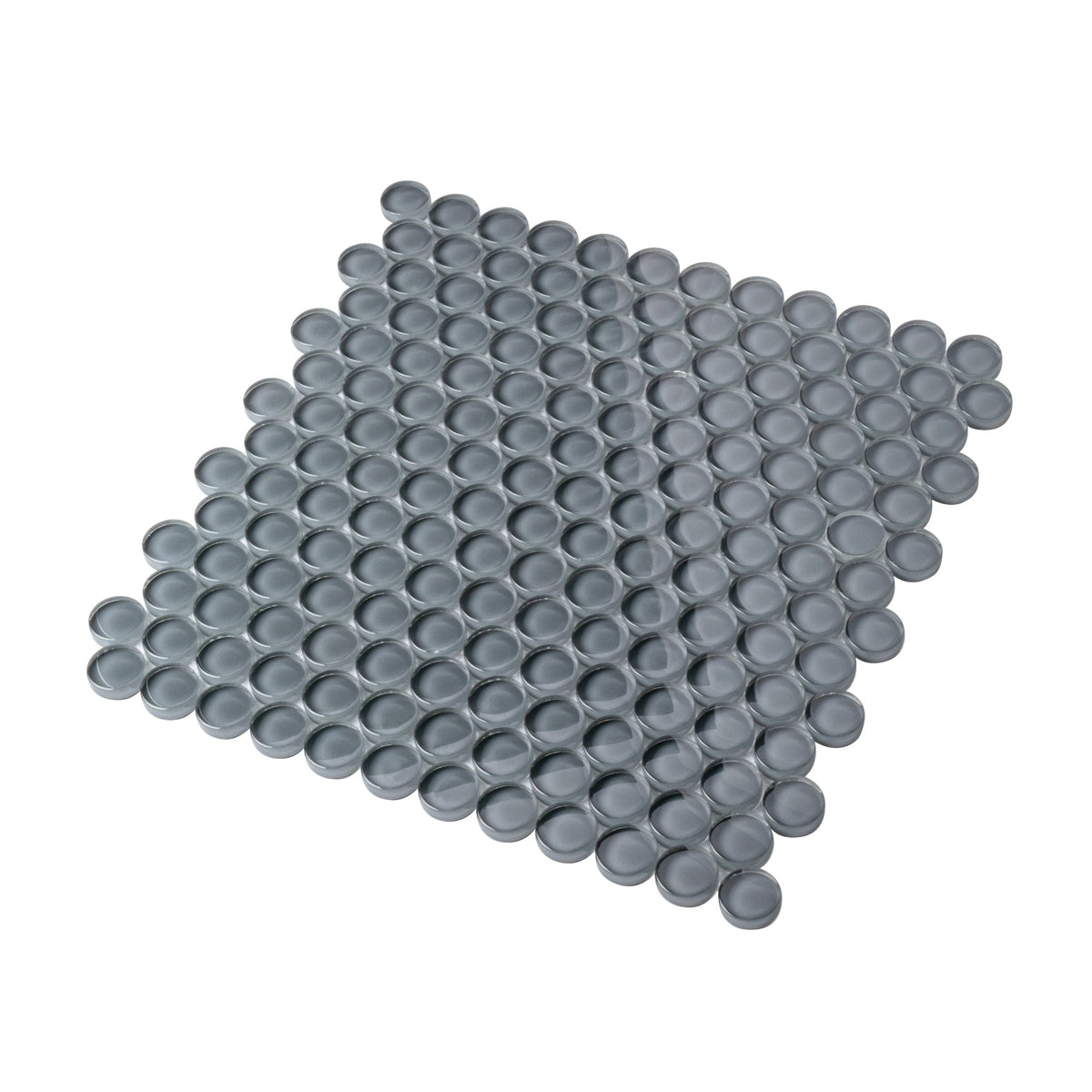 Apollo Tile (Sample) Colorway Gray 4-in x 4-in Glossy Glass Penny Round Mosaic Floor and Wall Tile