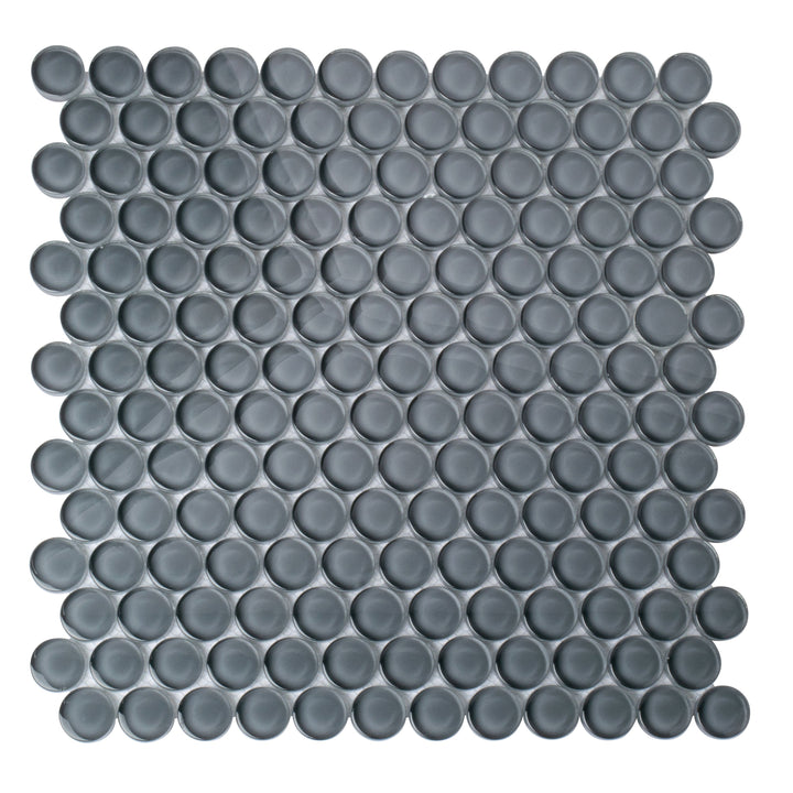 Apollo Tile (Sample) Colorway Gray 4-in x 4-in Glossy Glass Penny Round Mosaic Floor and Wall Tile