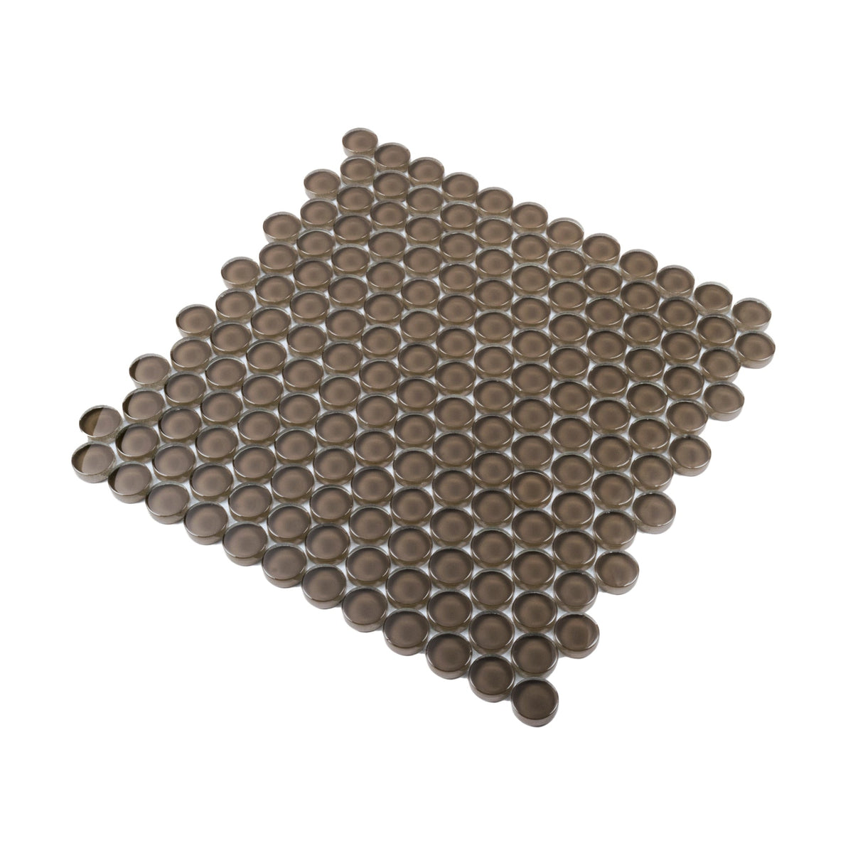 Apollo Tile (Sample) Colorway Anchor Gray 4-in x 4-in Glossy Glass Penny Round Mosaic Floor and Wall Tile