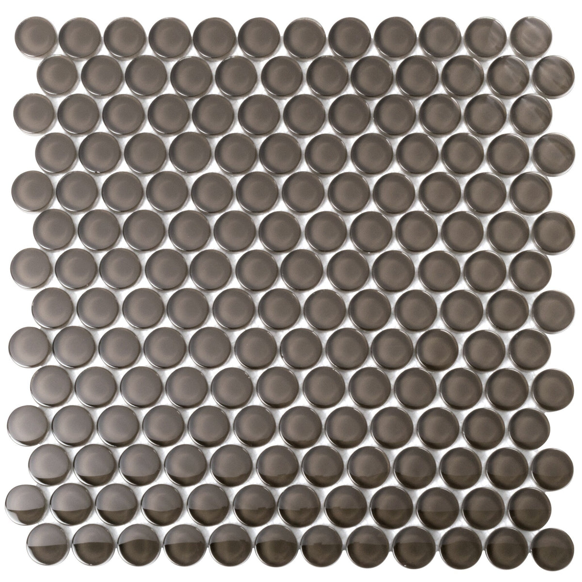 Apollo Tile (Sample) Colorway Anchor Gray 4-in x 4-in Glossy Glass Penny Round Mosaic Floor and Wall Tile