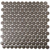 Apollo Tile (Sample) Colorway Anchor Gray 4-in x 4-in Glossy Glass Penny Round Mosaic Floor and Wall Tile