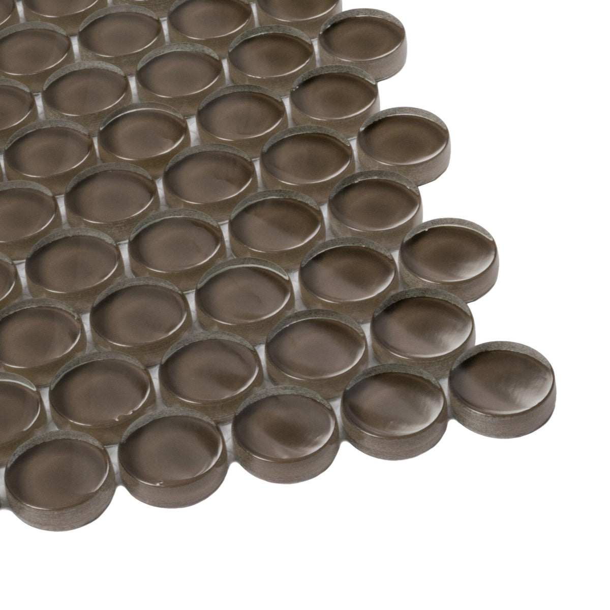 Apollo Tile (Sample) Colorway Anchor Gray 4-in x 4-in Glossy Glass Penny Round Mosaic Floor and Wall Tile