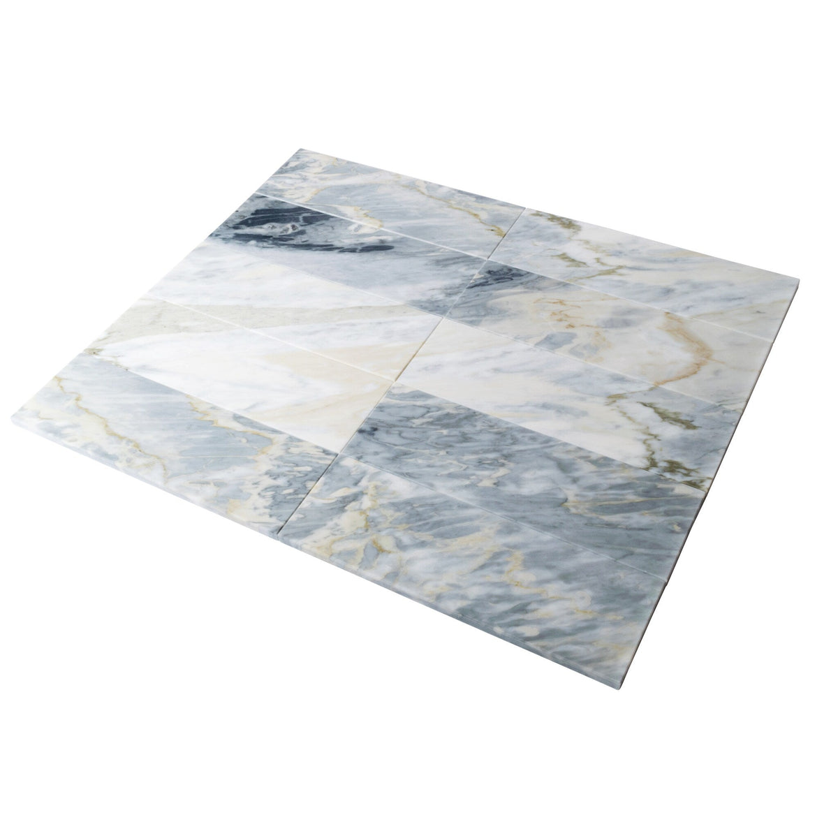 Apollo Tile (Sample) Wall White and Gray 4-in x 4-in Polished Marble Subway Wall Tile