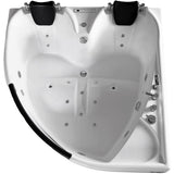 60 in. Center Drain Corner Alcove Whirlpool Bathtub in White - Super Arbor