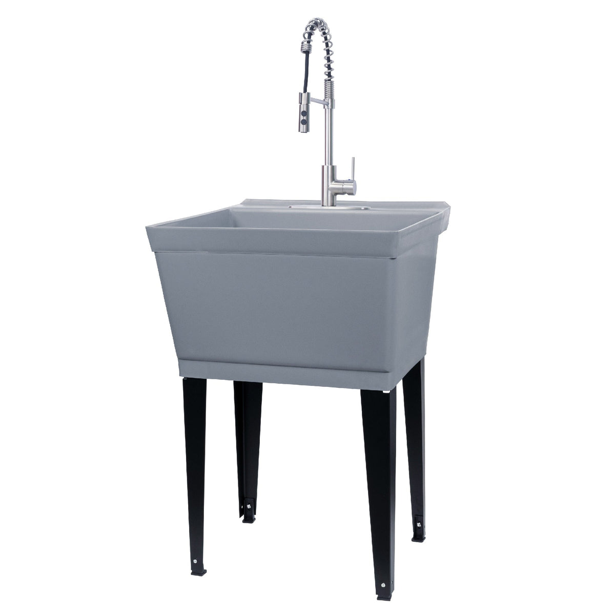 Cambridge Resources Gray Freestanding Utility Tub with Drain and Faucet