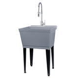 Cambridge Resources Gray Freestanding Utility Tub with Drain and Faucet