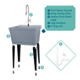 Cambridge Resources Gray Freestanding Utility Tub with Drain and Faucet