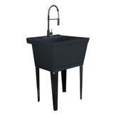 Cambridge Resources Black Freestanding Utility Tub with Faucet and Drain