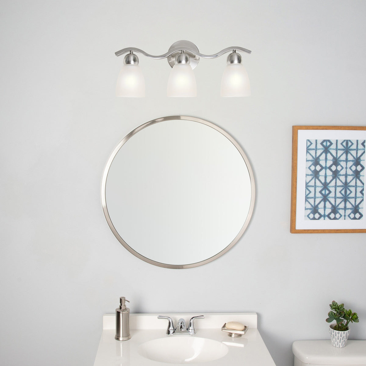 Portfolio Paces 3-Light Brushed Nickel Modern/Contemporary Vanity Light, 19.2-in Wide