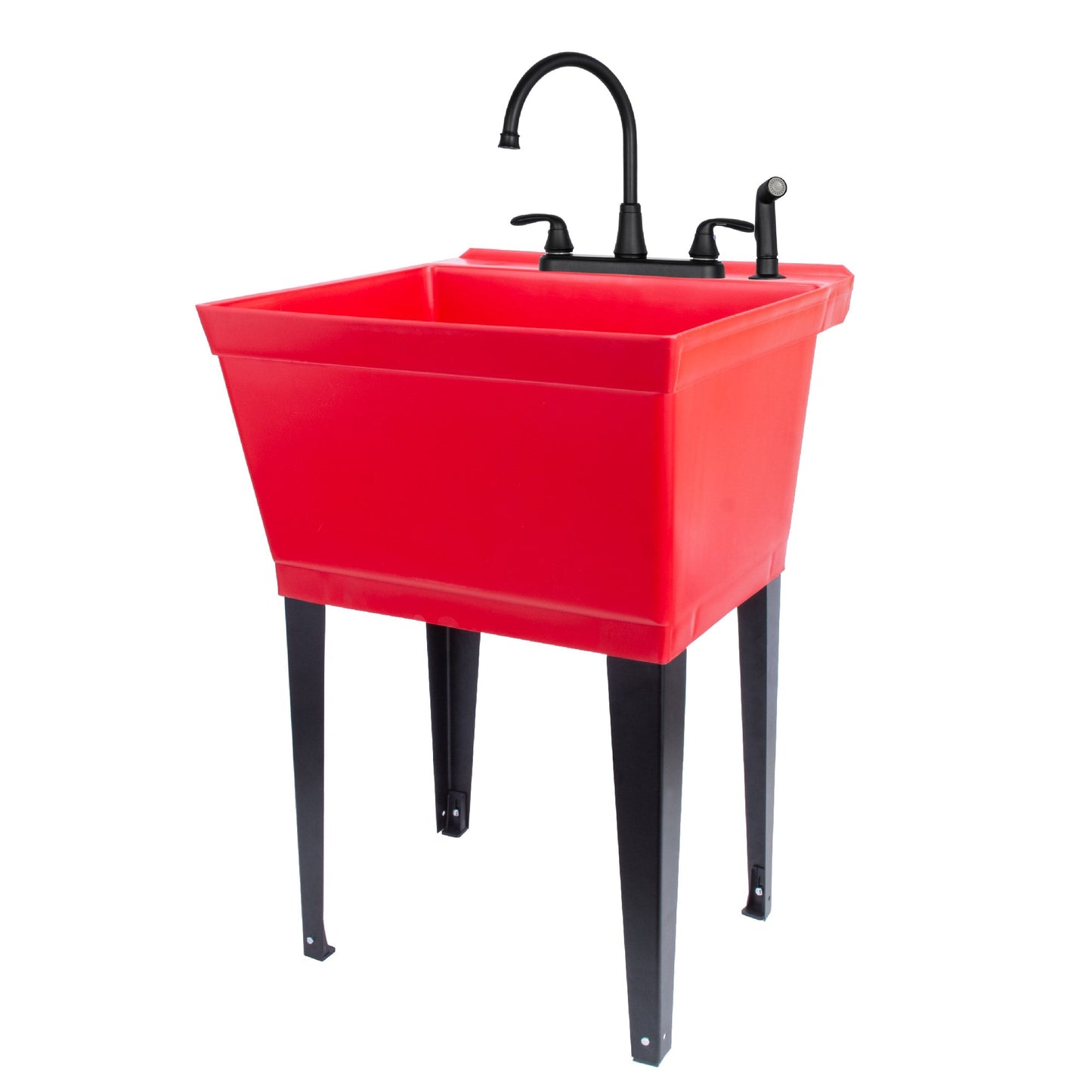 Cambridge Resources 1-Basin Freestanding Utility Tub with Faucet - Red