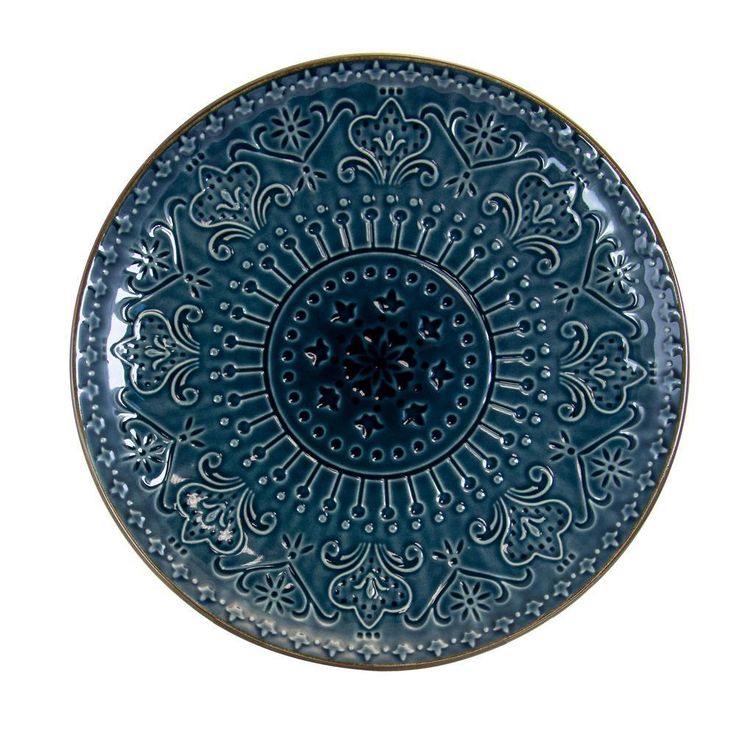 Deepsea Mozaic 16-Piece Modern Sea Blue Stoneware Dinnerware Set (Service for 4)