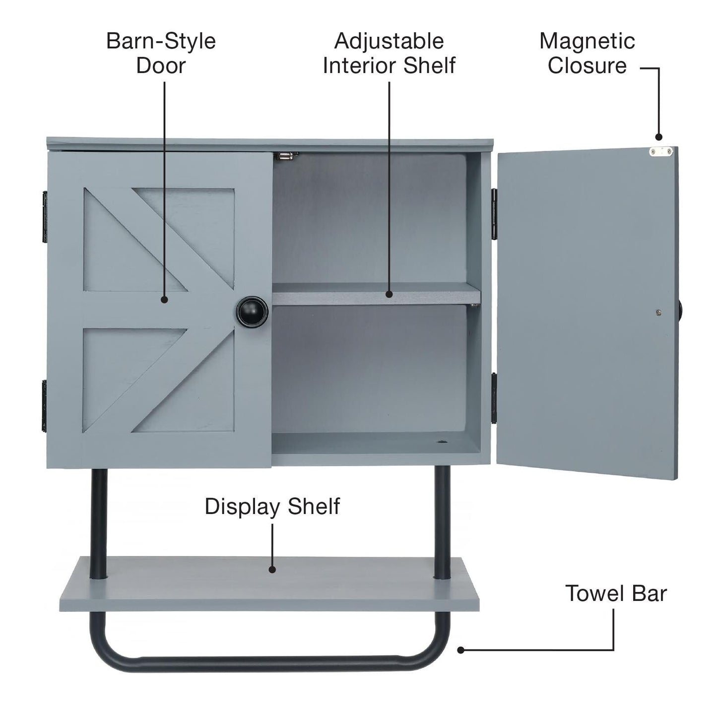 Excello Global Products 17-in x 21-in x 8-in Barndoor Magnetic Bathroom Wall Cabinet