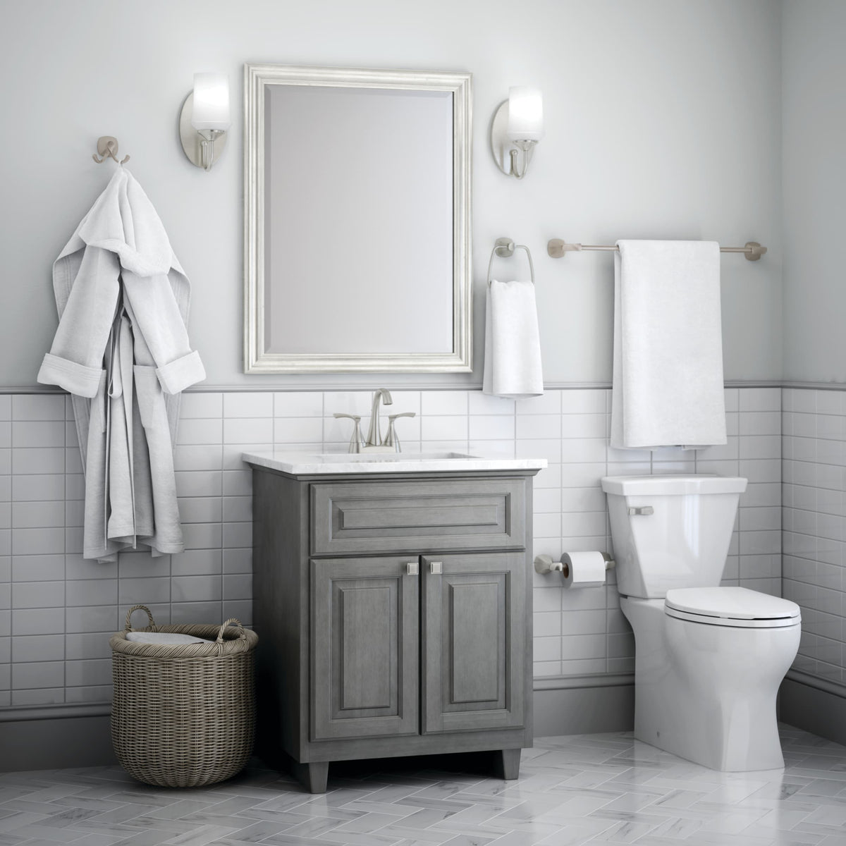 Delta Sandover 24-in SpotShield Brushed Nickel Wall-Mount Single Towel Bar