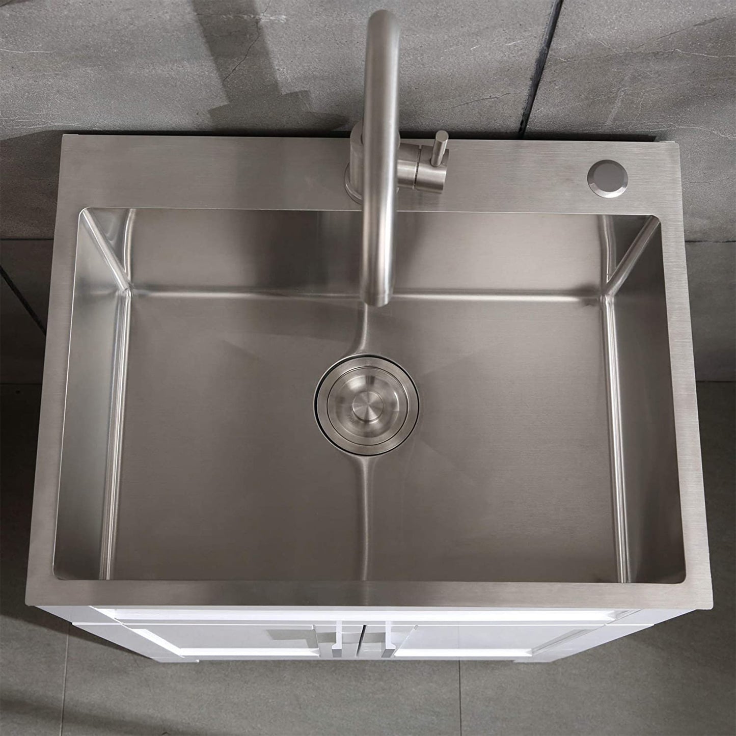 WELLFOR 24-in x 18-in White Freestanding Utility Tub with Faucet and Storage Cabinet