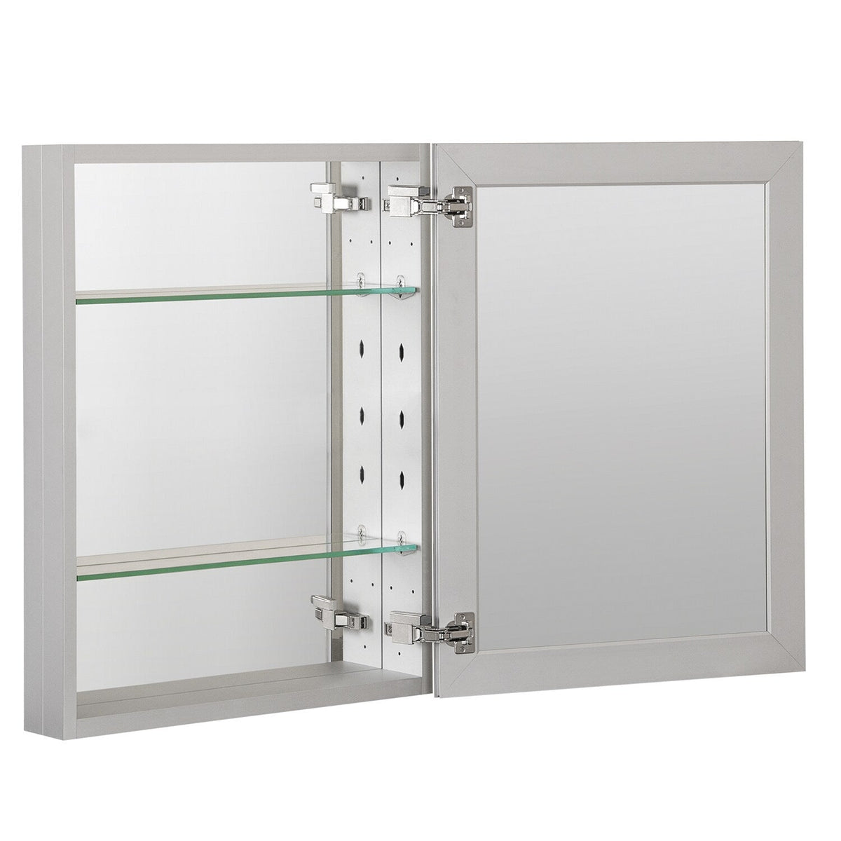 Forclover KF 16-in x 20-in Surface/Recessed Mount Satin Mirrored Soft Close Medicine Cabinet