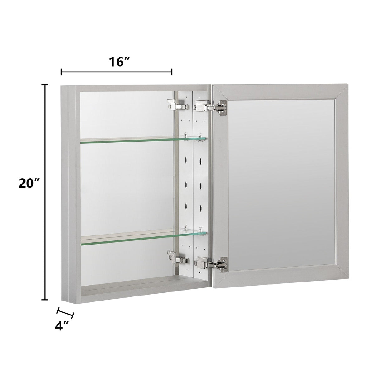 Forclover KF 16-in x 20-in Surface/Recessed Mount Satin Mirrored Soft Close Medicine Cabinet