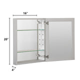 Forclover KF 16-in x 20-in Surface/Recessed Mount Satin Mirrored Soft Close Medicine Cabinet