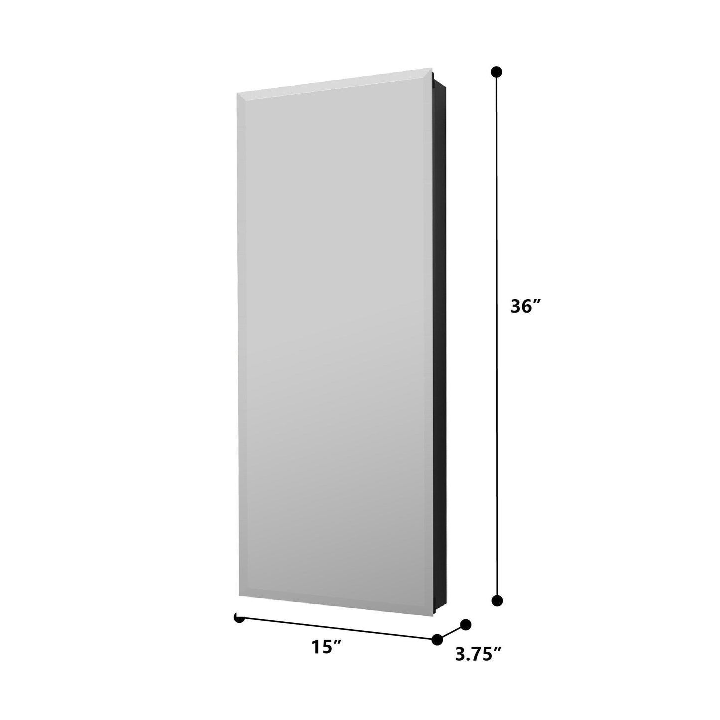 Forclover KF 15-in x 36-in Surface/Recessed Mount Black Mirrored Soft Close Medicine Cabinet