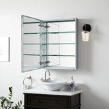 Forclover KF 23-in x 30-in Surface/Recessed Mount Satin Mirrored Soft Close Medicine Cabinet