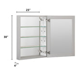 Forclover KF 23-in x 30-in Surface/Recessed Mount Satin Mirrored Soft Close Medicine Cabinet