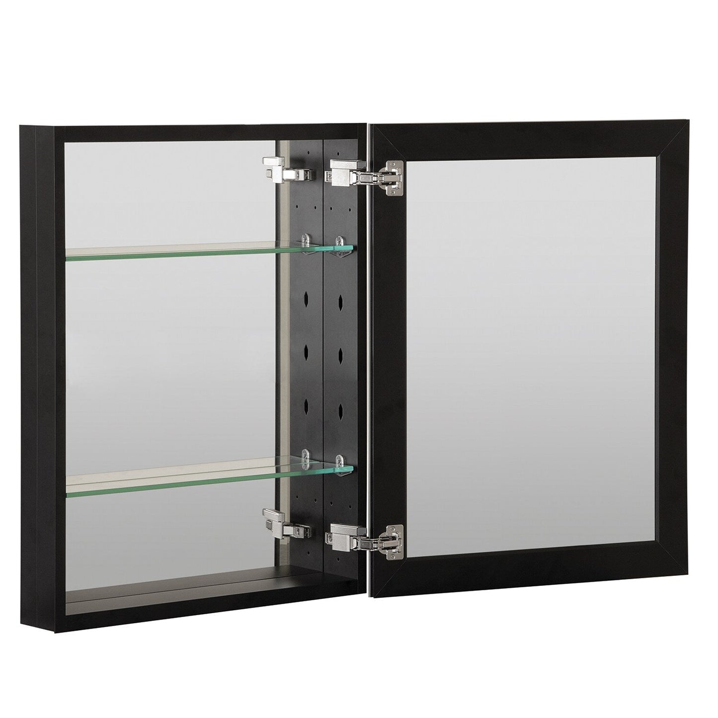 Forclover KF 16-in x 20-in Surface/Recessed Mount Black Mirrored Soft Close Medicine Cabinet