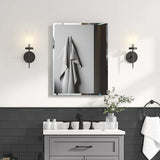 Forclover KF 23-in x 30-in Surface/Recessed Mount Satin Mirrored Soft Close Medicine Cabinet