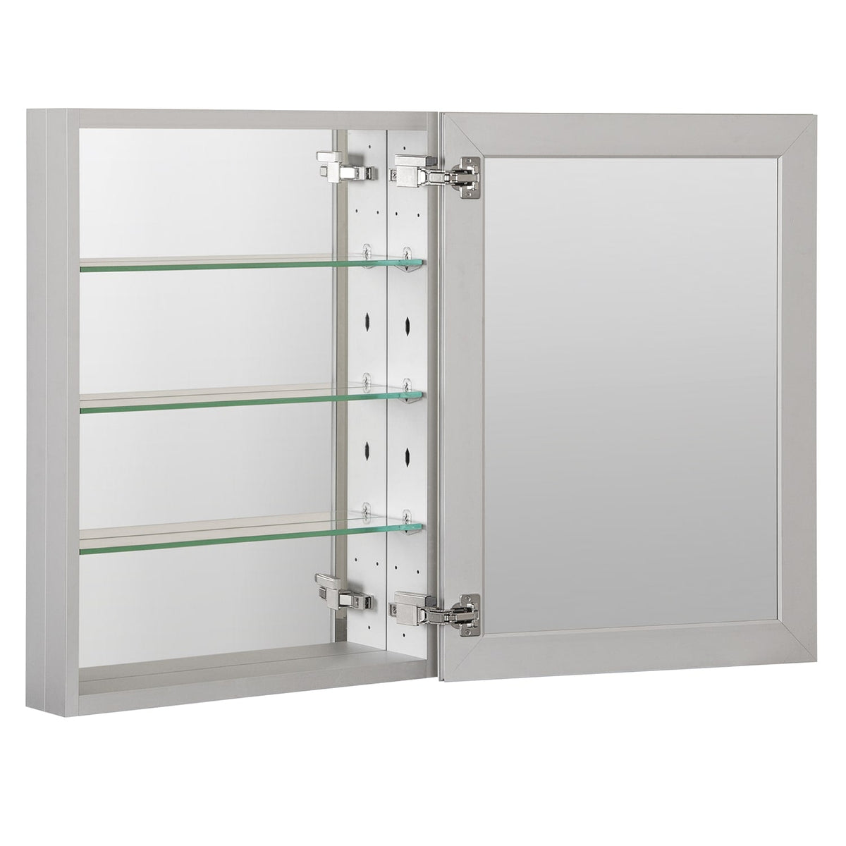 Forclover KF 23-in x 30-in Surface/Recessed Mount Satin Mirrored Soft Close Medicine Cabinet