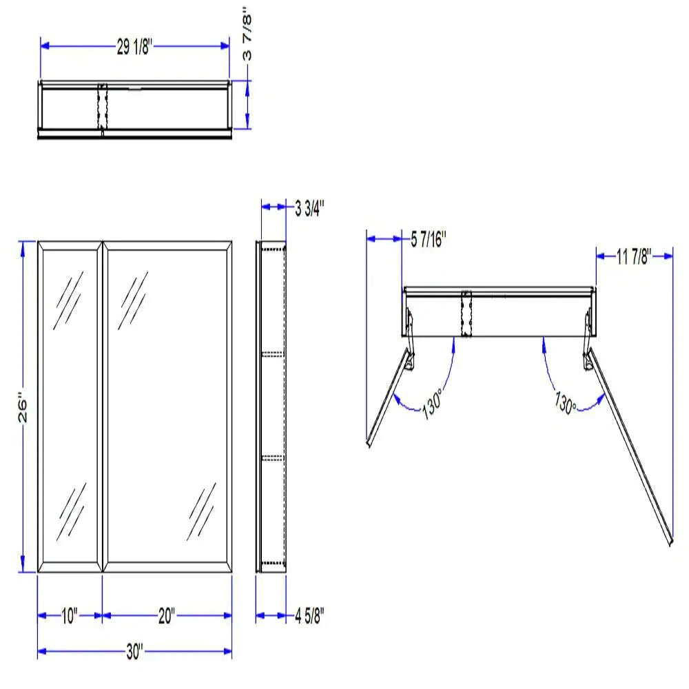 Forclover KF 30-in x 26-in Surface/Recessed Mount Black Mirrored Soft Close Medicine Cabinet