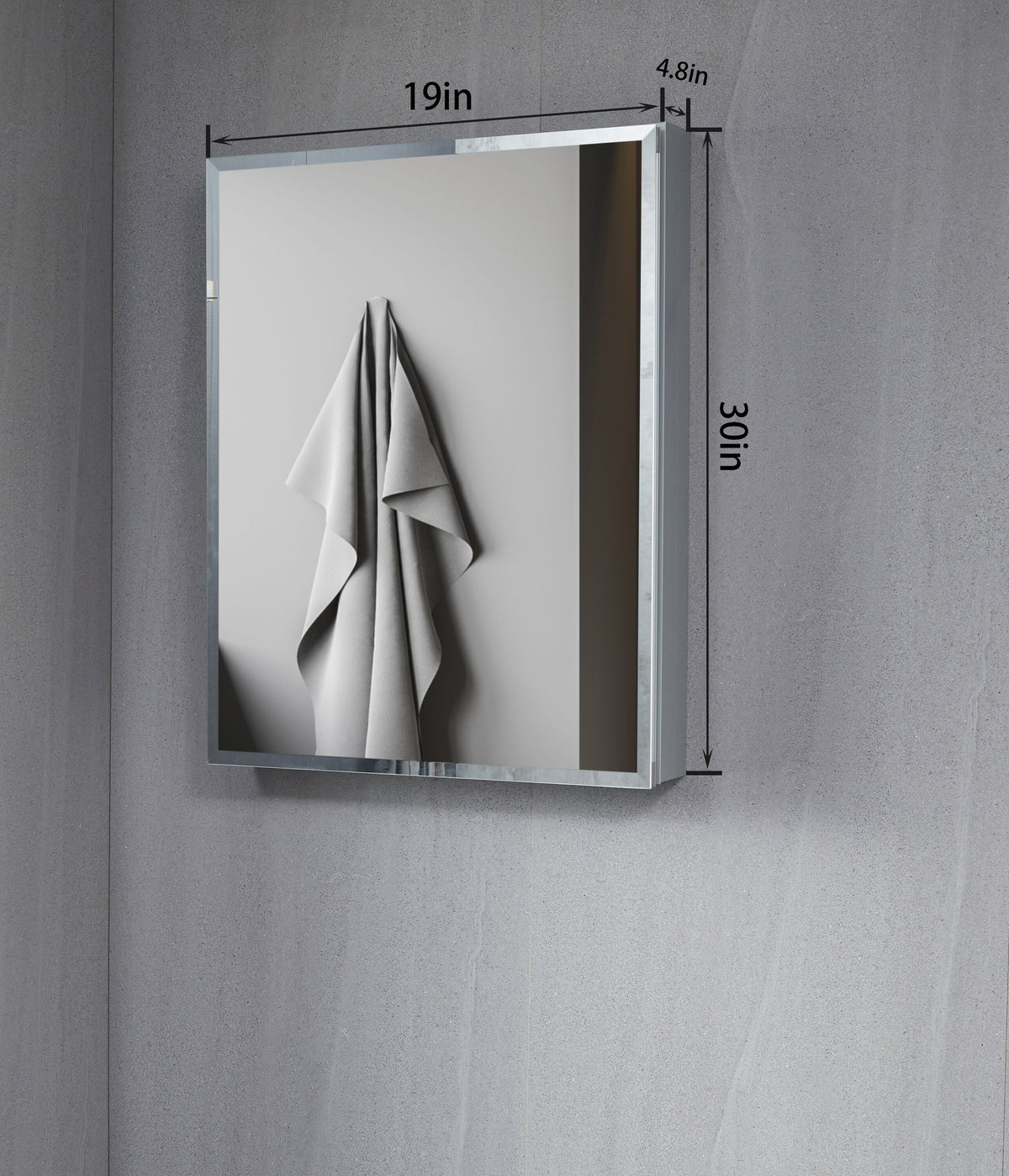 Forclover KF 23-in x 30-in Surface/Recessed Mount Satin Mirrored Soft Close Medicine Cabinet