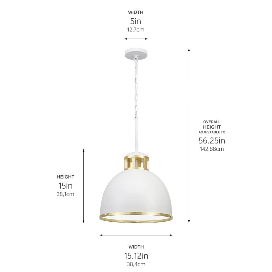Kichler Sansara 3-Light Champagne Gold Coastal Dome Medium Hanging Pendant Light