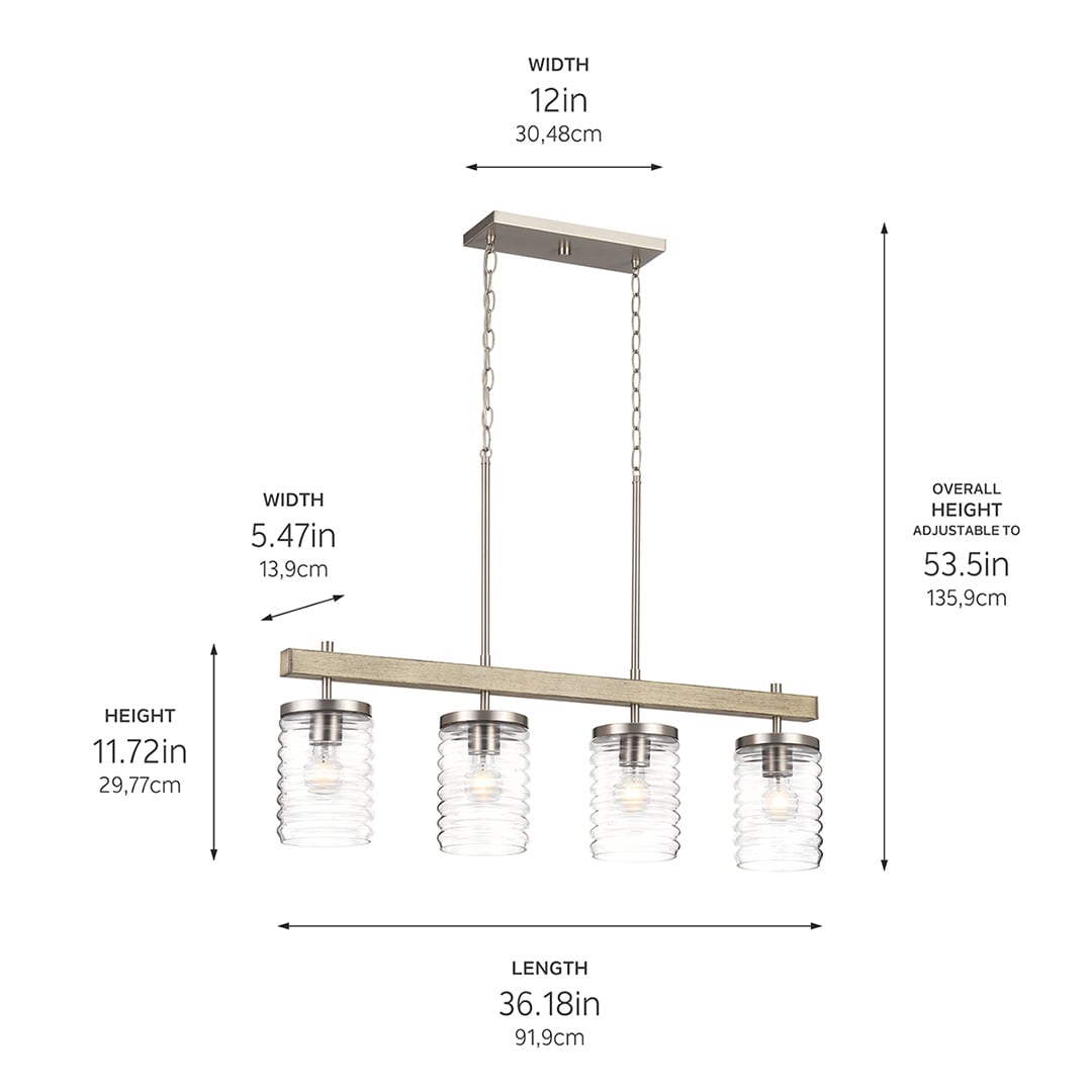 Kichler Maritime 4-Light Brushed Nickel Coastal Chandelier