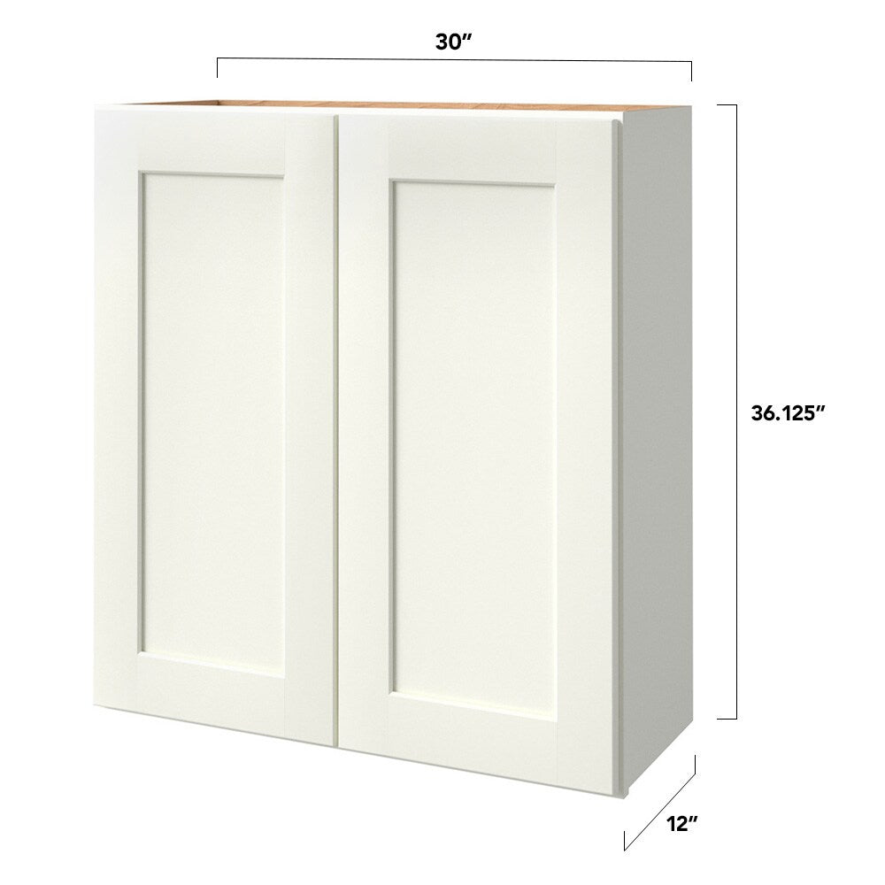 allen + roth Aveley 30-in W x 36.125-in H x 12-in D Linen Wall Fully Assembled Cabinet (Flat Panel Shaker Door Style)